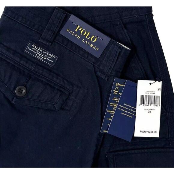 Polo Ralph Lauren RRL Classic Navy Cargo Shorts Mens 35 New Fast Ship - Picture 6 of 10